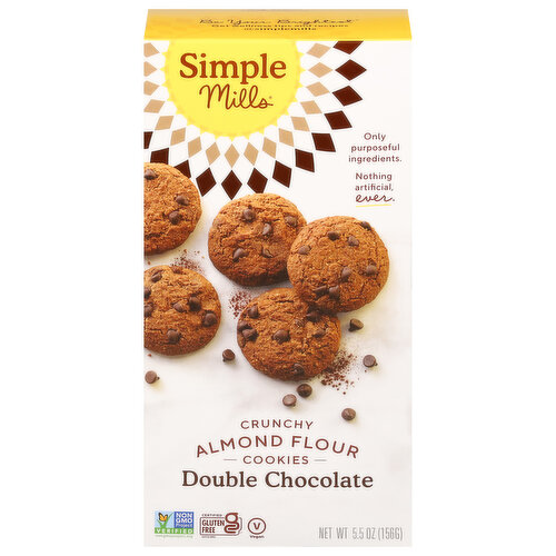 Simple Mills Cookies, Double Chocolate, Almond Flour, Crunchy