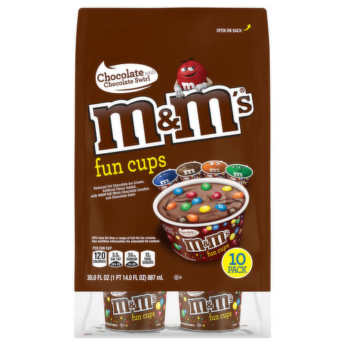 M&M's Ice Cream, Chocolate with Chocolate Swirl, Fun Cups, 10 Pack