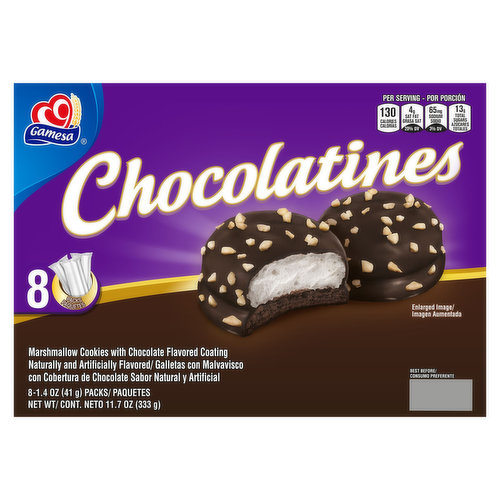 Gamesa Marshmallow Cookies, Chocolatines, 8 Pack