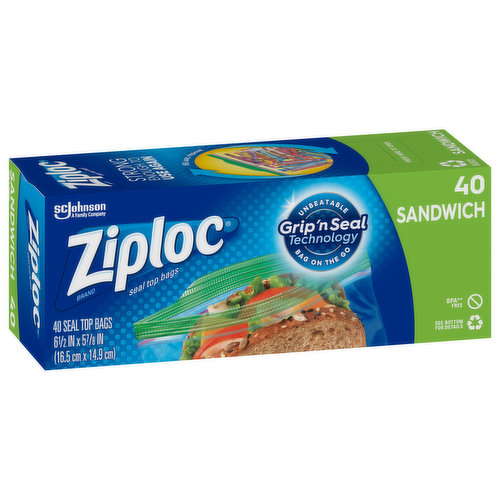 Ziploc Seal Top Bags, Freezer, Pint