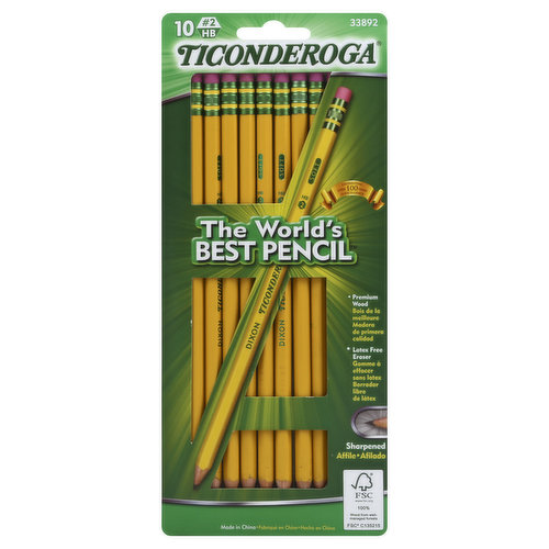 Ticonderoga Pencils, Sharpened, Soft, No. 2 HB