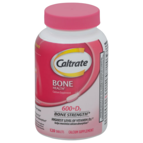 Bone strength. Highest level of vitamin D3 (Per tablet; among leading calcium supplement brands) helps maximize calcium absorption. Doctor recommended. Helps slow the rate of bone loss (Adequate Calcium and Vitamin D throughout life, as part of a healthy lifestyle, may reduce the risk of osteoporosis and related fractures). Maintain strong bones. Nourish your bones! 600 mg of Calcium per tablet. Highest level of Vitamin D3 (Per tablet; among leading calcium supplement brands) helps maximize calcium absorption.