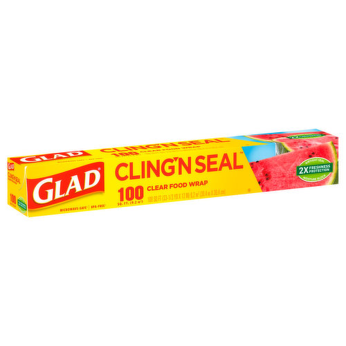 Glad Cling N Seal 200sq Clear food Wrap Microwave safe BPA-free Portioning  Preparing Steaming Protecting 