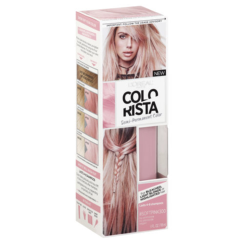 Colorista Hair Color, Semi-Permanent, Soft Pink 300