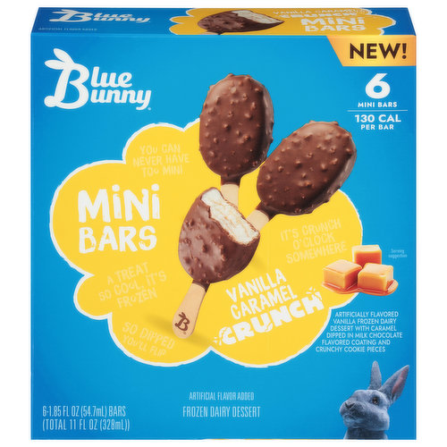 Blue Bunny Frozen Dairy Dessert, Vanilla Caramel Crunch, Mini Bars