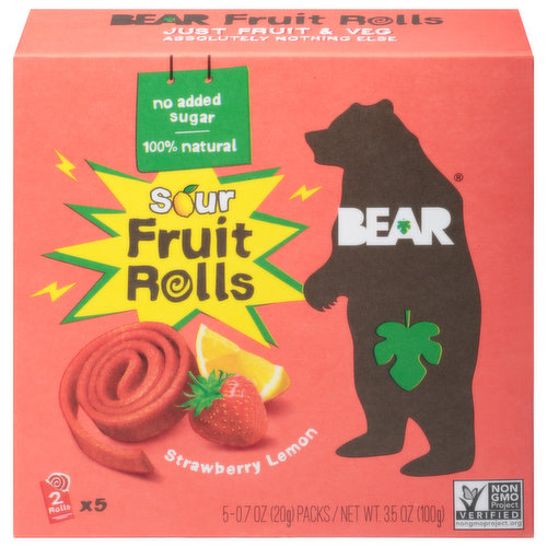 Bear Fruit Rolls, Strawberry Lemon, Sour