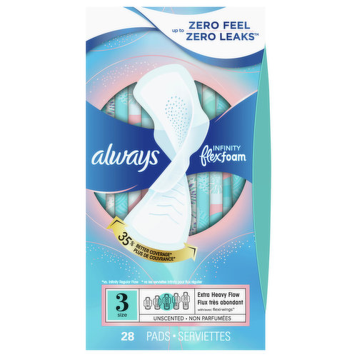 Always Pads, Flexi-Wings, Extra Heavy Flow, Unscented, Size 3