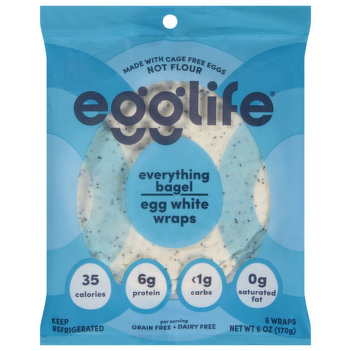 Egglife Egg White Wraps, Everything Bagel