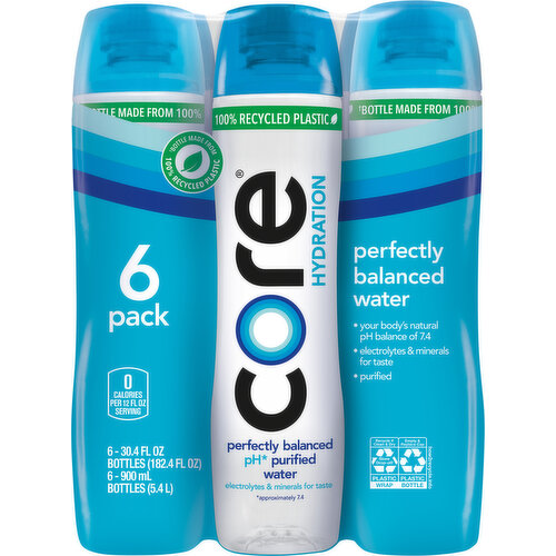 Core Hydration Water, Perfectly Balanced, 6 Pack