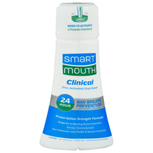 Smart Mouth Oral Rinse, Zinc Activated, Clinical, Clean Mint