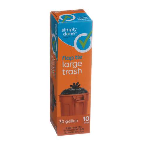 Simply Done Trash Bag, Flap Tie, Medium, Clean Fresh Scent, 8 Gallon