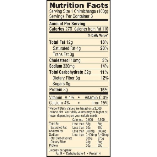 El Monterey® Beef and Bean Frozen Chimichangas Family Size, 8 ct / 30.4 oz  - Pay Less Super Markets