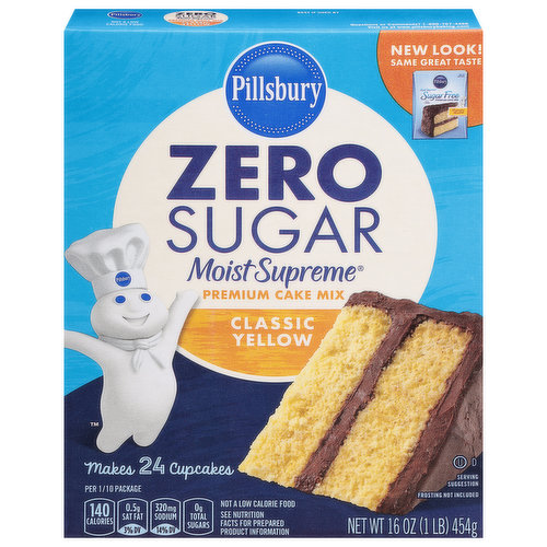 Pillsbury Cake Mix, Zero Sugar, Premium, Classic Yellow