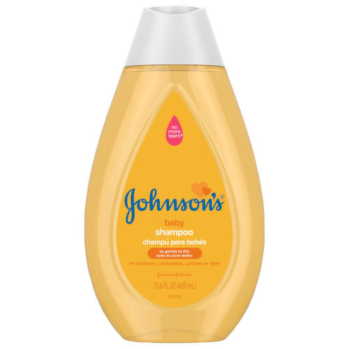 Johnson's Baby Shampoo provides a mild, gentle clean that won't irritate your baby's eyes during bath time. Specially formulated for fine baby hair and delicate scalp, this gentle cleansing baby hair shampoo gently washes away dirt and germs as it leaves your little one's hair soft, shiny, clean and smelling baby fresh. The Johnson's No More Tears formula is as gentle to the eyes as pure water and won't irritate baby's eyes during bath time. This tear-free baby shampoo is hypoallergenic, pediatrician-tested, and free of parabens, phthalates, sulfates, and dyes. To use, wet baby's hair with warm water, apply tear-free baby shampoo, gently lather, and rinse. For over 125 years, Johnson's formulas have been specially designed for baby's unique and delicate skin and hair. We collaborated with and listened to 11,500 parents, midwives, and pediatricians around the world.