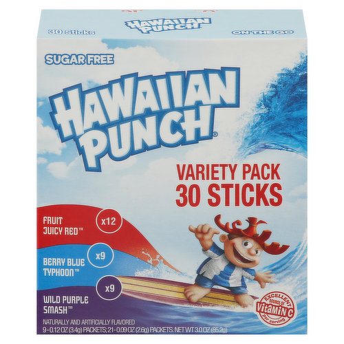 Hawaiian Punch Drink Mix, Sugar Free, Variety Pack