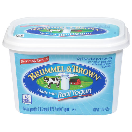 Deliciously creamy. No partially hydrogenated oils. Brummel & Brown is committed to sustainable palm oil.