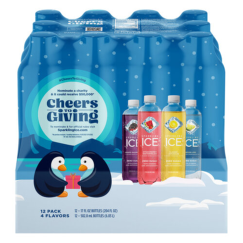 Sparkling Ice Sparkling Water, Flavored, 4 Flavors, 12 Pack