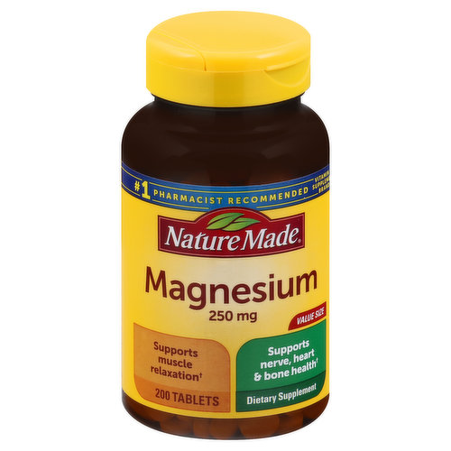 Nature Made Magnesium, 250 mg, Tablets, Value Size