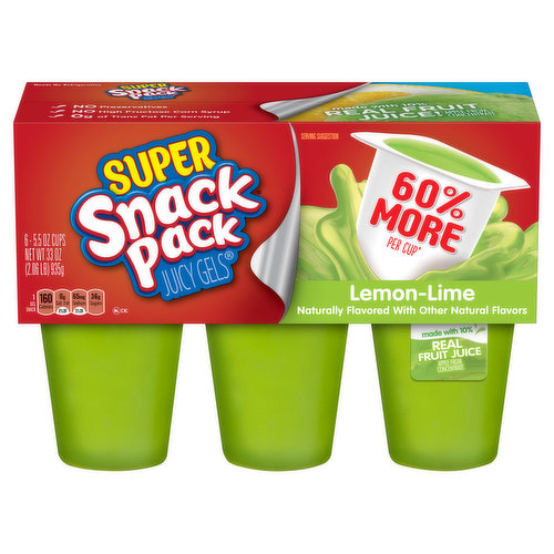 Super Snack Pack Juicy Gels, Lemon-Lime, 6 Pack