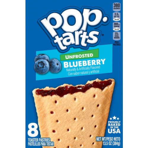 Pop-Tarts Toaster Pastries, Blueberry, Unfrosted