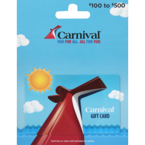 Carnival Gift Card, $100 to $500