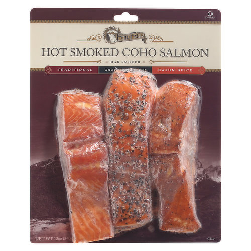 Oak smoked. Our Echo Falls Coho Salmon Trio is a sampler of our most popular flavors. Each flavor brings its unique characteristics to your dining experience.