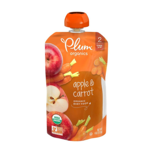 Plum Organics Organic, Apple & Carrot Baby Food, (6 Mos. & Up)