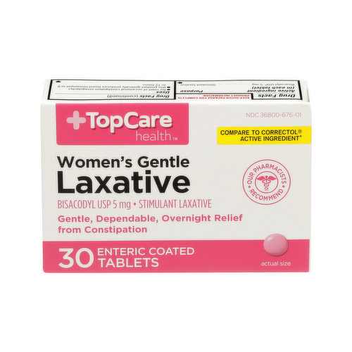 Topcare Women's Gentle Stimulant Laxative Bisacodyl Usp 5 Mg Enteric Coated Tablets