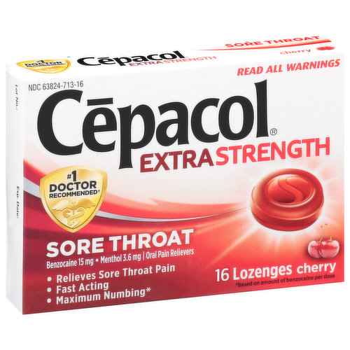 Cepacol Sore Throat, Extra Strength, Cherry, Lozenges