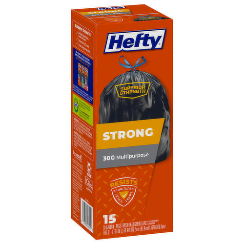 Hefty Strong Multipurpose Large Black Trash Bags, 30 Gallon, 56 Count 