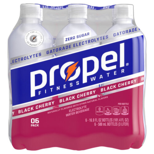 Propel Electrolyte Water Beverage, Black Cherry, 06 Pack