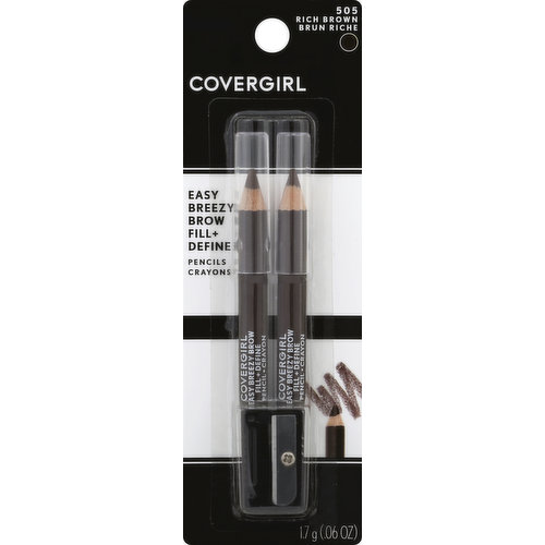 Blendable brow pencil. Water resistant. Brow Shaper: Create beautiful brows with these silky soft pencils. Use them to naturally enhance and fill out brows. Ophthalmologically tested. covergirl.com. Made in USA of US & imported parts.