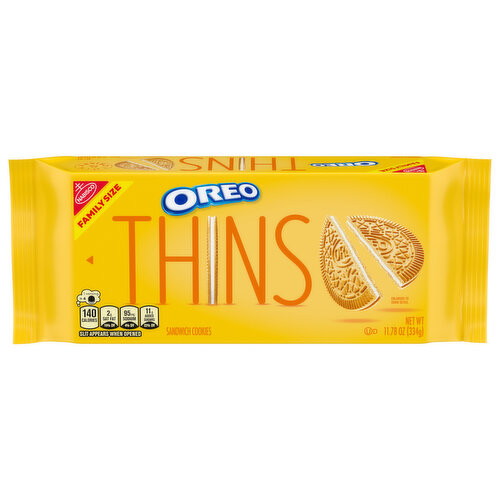 OREO OREO Thins Golden Sandwich Cookies, Family Size, 11.78 oz