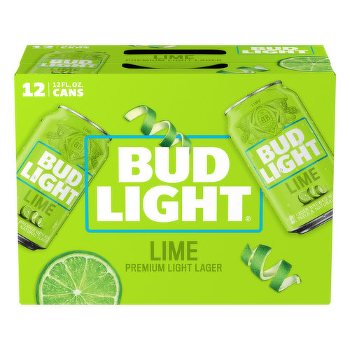 Premium light lager. Lime flavored lager (Flavored beer in Texas). Brewed with real lime peels. budlight.com. tapintoyourbeer.com. Learn more at budlight.com. For more information about our products call 1-800-Dial-Bud (1-800-342-5283) or visit us at TapIntoYourBeer.com.