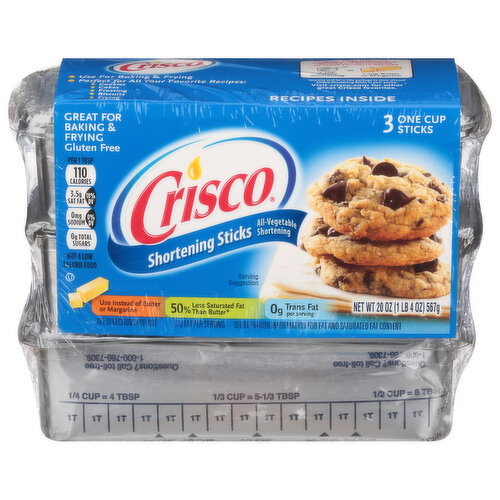 Crisco Butter Flavor Shortening Sticks, 20 Ounce, 3 Sticks (Pack