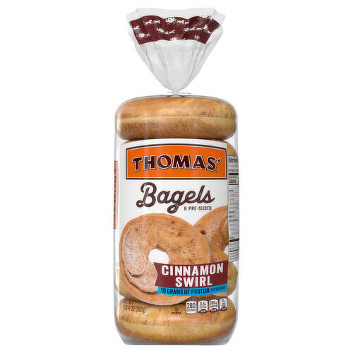 Thomas' Bagels, Cinnamon Swirl, Pre-Sliced