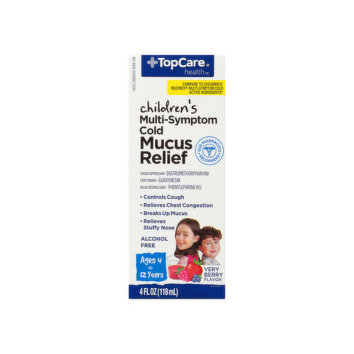 Topcare Mucus Relief, Multi-Symptom Cold, Children's, Very Berry Flavor