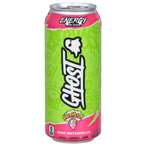 Ghost Energy Drink, Zero Sugar, Sour Watermelon, Warheads
