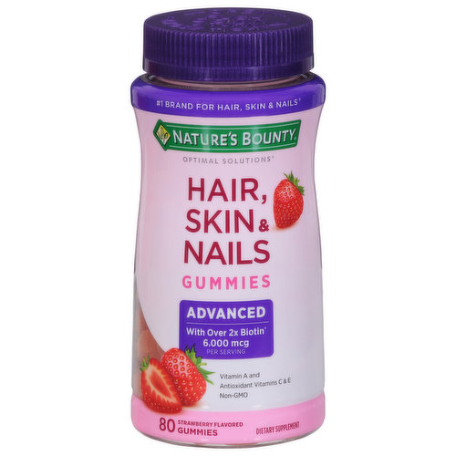 Nature's Bounty Hair, Skin & Nails Gummies, Advanced, Strawberry Flavored