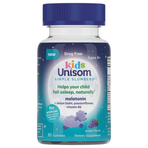 Unisom Melatonin, Gummies, Kids, Grape Flavor