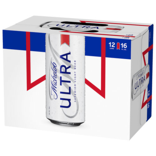 Michelob Ultra Beer, Superior Light, 12 Pack - 12 pack, 12 fl oz cans