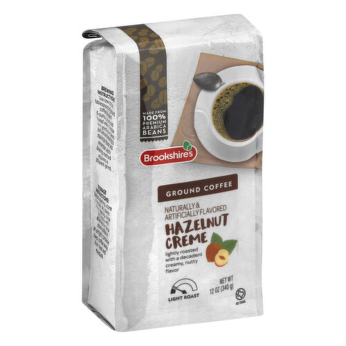 Lightly roasted with a decadent creamy, nutty flavor. Naturally & artificially flavored. Made from 100% premium Arabica beans. Go Texan. Our coffee buyers travel the world, seeking out only the finest 100% Arabica coffee beans. Each bean is then skillfully blended to bring out its unique flavor characteristics. All of our coffees are overseen by our master roasters. This process ensures that each bean is roasted evenly throughout, leaving nothing behind but smooth and rich flavor. Since 1928: If you're not happy, we're not happy. 100% satisfaction, 100% of the time, guarantee. brookshires.com. Questions? Call us at 1-903-534-3000.