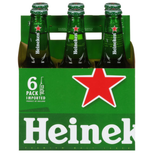 Heineken Beer, Premium Malt Lager, Original, 6 Pack