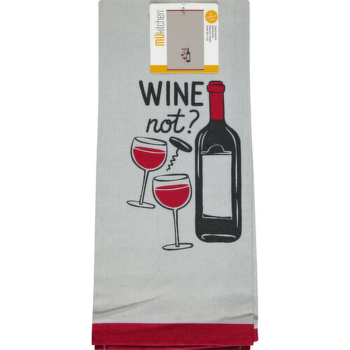 MUkitchen Dishtowel, 100% Cotton, Designer, Wine Not