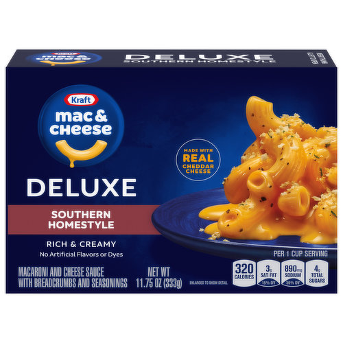 Rich & creamy. These hearty, ridged macaroni covered in creamy cheese wrap you in comfort and put a smile on your face. So go ahead, help yourself. The ultimate feel-good food. This product is sold by weight, not volume. Some settling of contents may have occurred during handling.