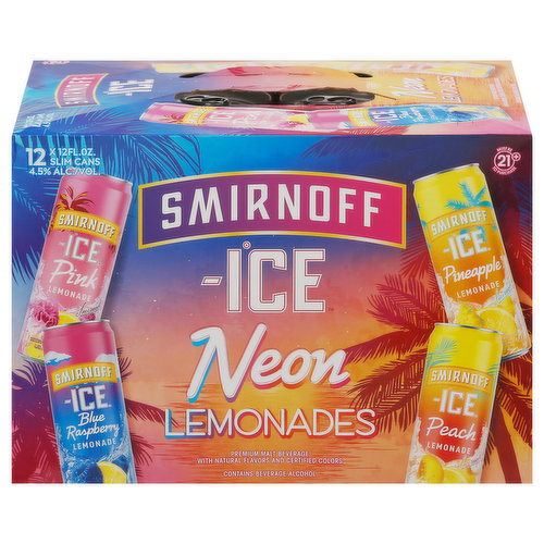 Smirnoff Ice Malt Beverage, Premium, Neon Lemonades