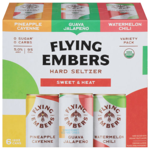 Flying Embers Hard Seltzer, Sweet & Heat, Variety Pack