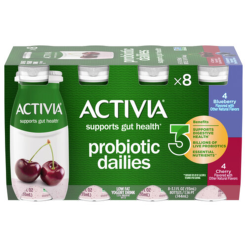 Activia Yogurt Drink, Lowfat, Cherry Flavor, Blueberry Flavor