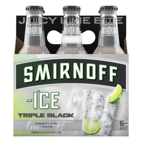 Premium malt beverage with natural flavors. Crisp lime taste. Juicy lime bite. www.drinkiq.com. www.smirnoffice.com. Please recycle.