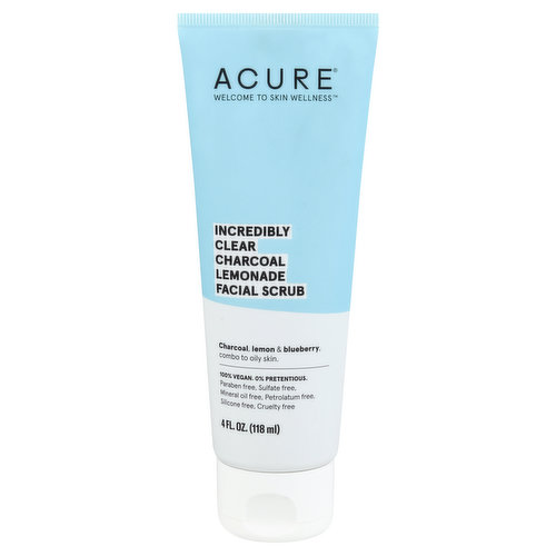 Acure Facial Scrub, Incredibly Clear, Charcoal Lemonade